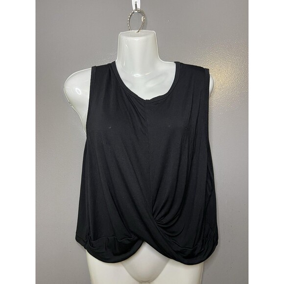 Good American Tops - Good American Tank Top Womens 4 Black Twist Front Sleeveless Jersey Crop
